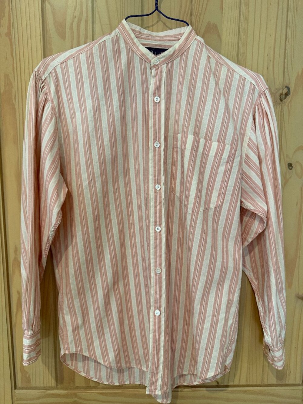 VINTAGE 1990s Ralph Lauren Button Down Collarless Band Collar Shirt EUC